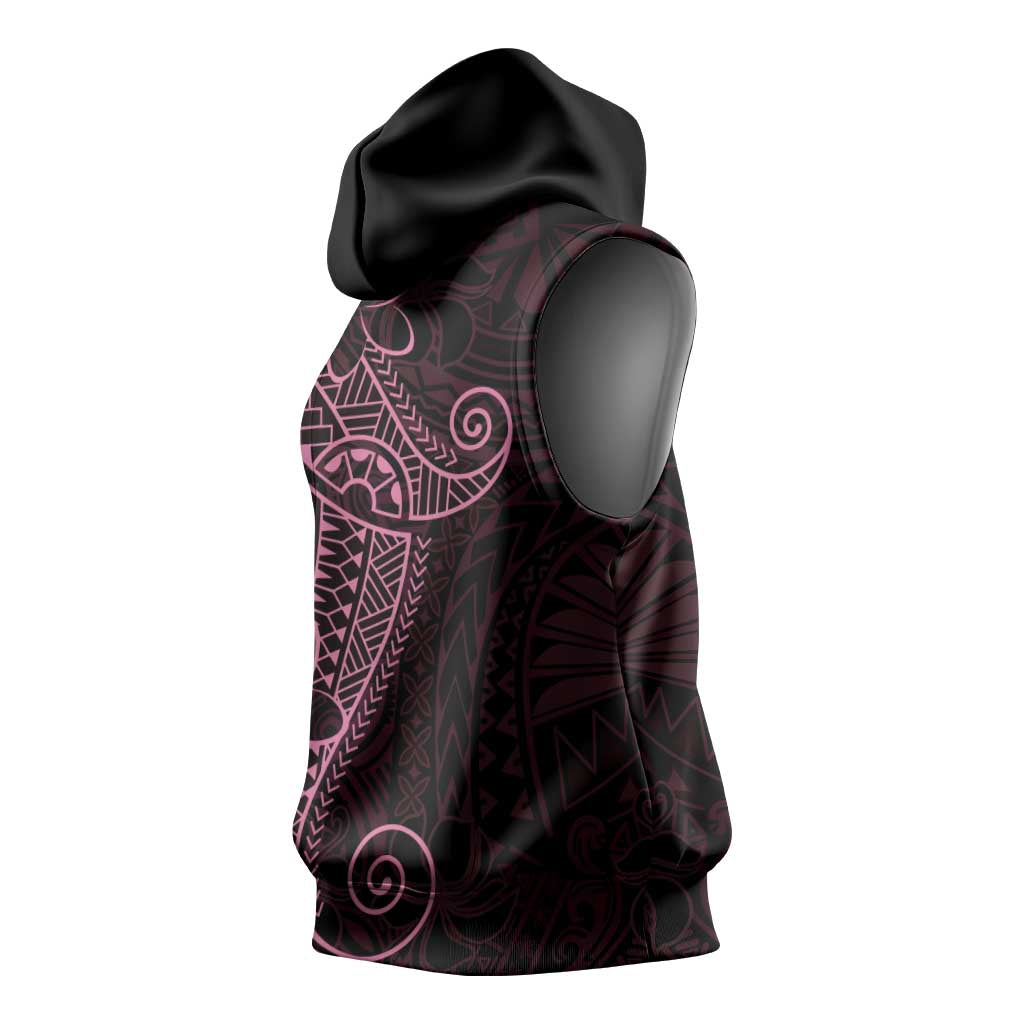 Black Pink Polynesian Tribal Sleeveless Hoodie - Polynesian Pride