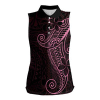Black Pink Polynesian Tribal Women Sleeveless Polo Shirt LT9 Female Pink - Polynesian Pride