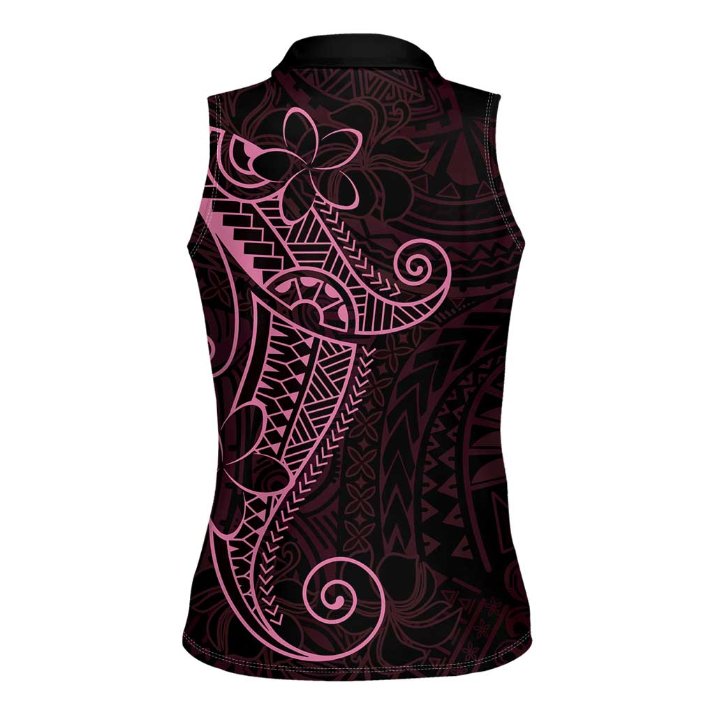 Black Pink Polynesian Tribal Women Sleeveless Polo Shirt LT9 - Polynesian Pride
