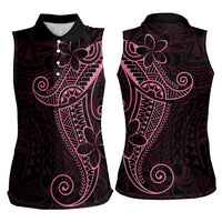 Black Pink Polynesian Tribal Women Sleeveless Polo Shirt LT9 - Polynesian Pride