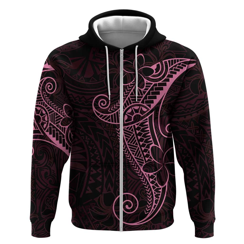 Black Pink Polynesian Tribal Zip Hoodie - Polynesian Pride