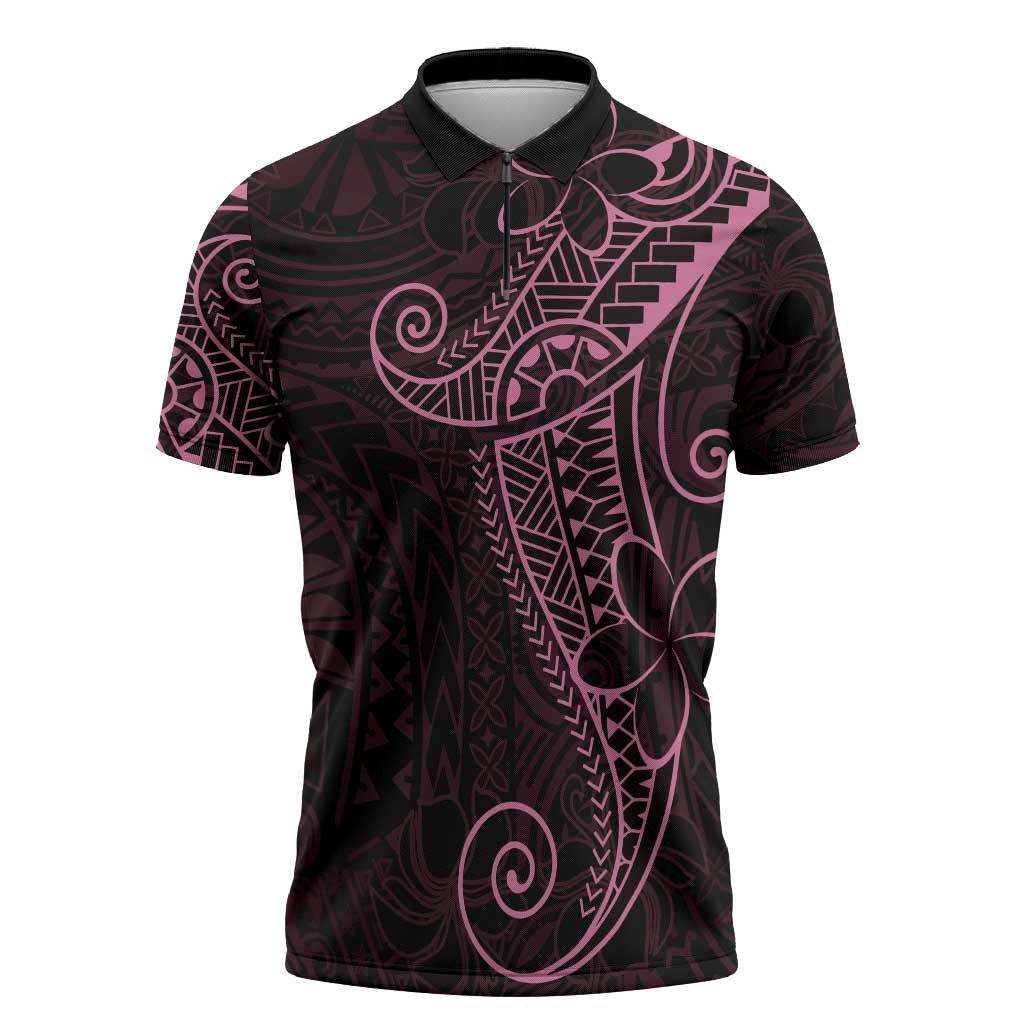 Black Pink Polynesian Tribal Zipper Polo Shirt LT9 Pink - Polynesian Pride