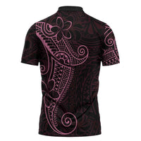 Black Pink Polynesian Tribal Zipper Polo Shirt LT9 - Polynesian Pride