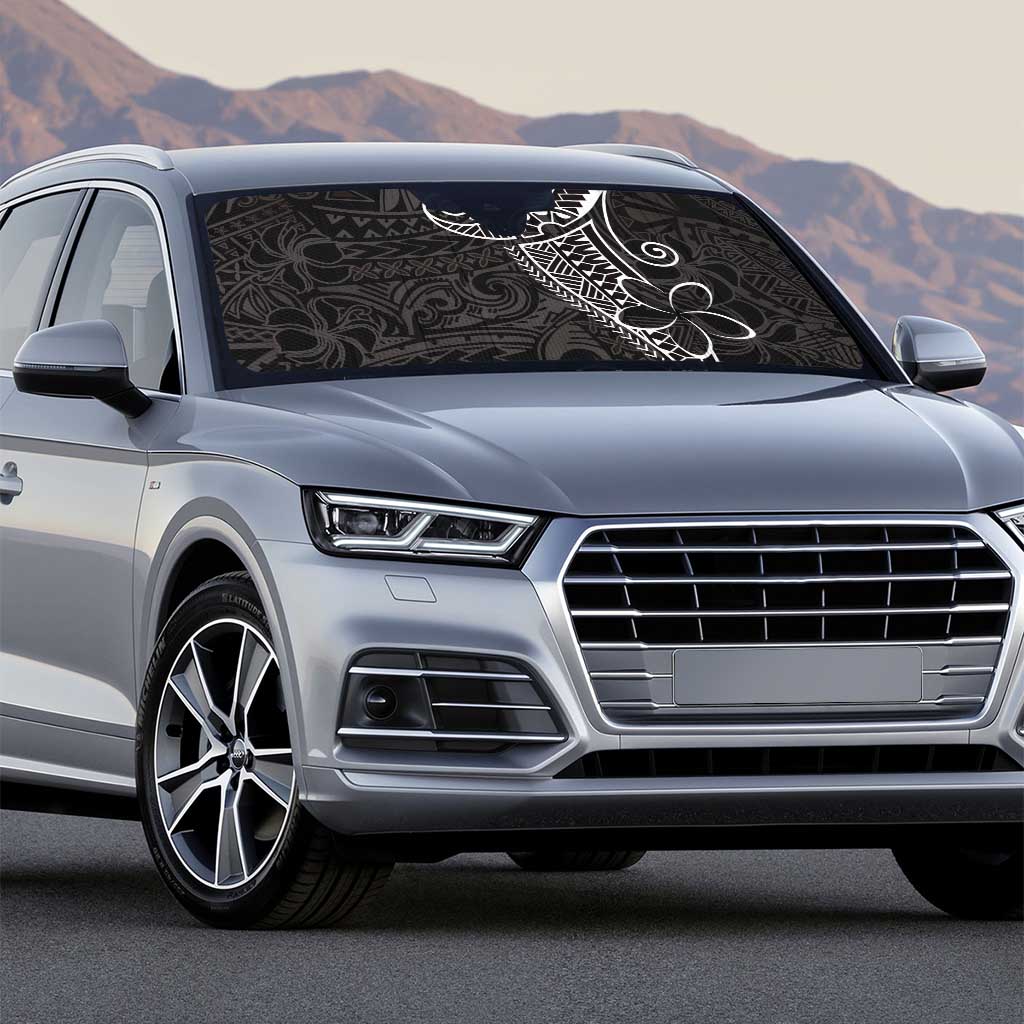 Black White Polynesian Tribal Auto Sun Shade - Polynesian Pride