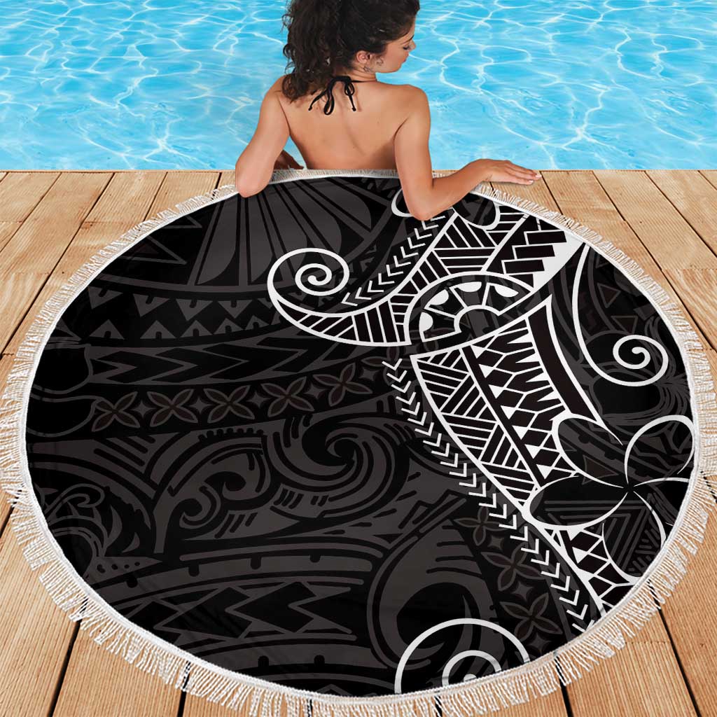 Black White Polynesian Tribal Beach Blanket LT9 - Polynesian Pride