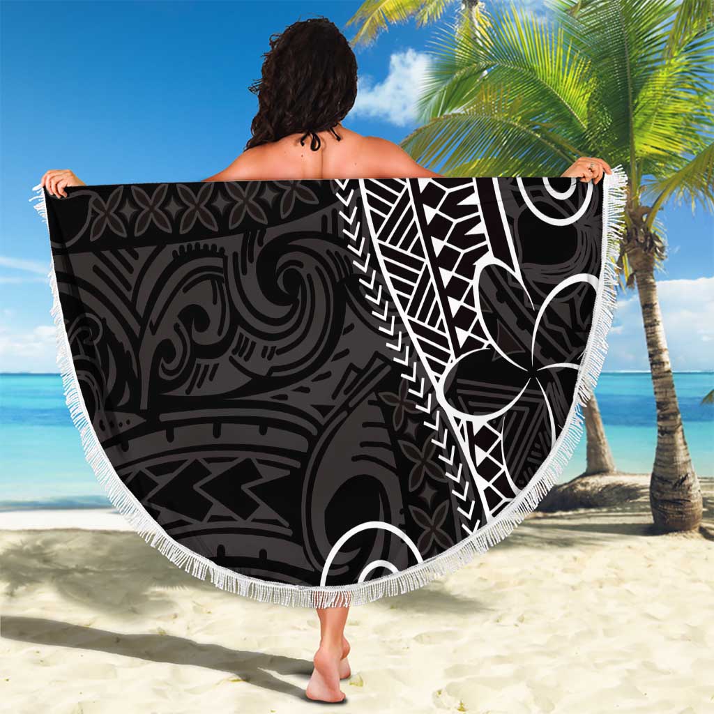 Black White Polynesian Tribal Beach Blanket LT9 - Polynesian Pride