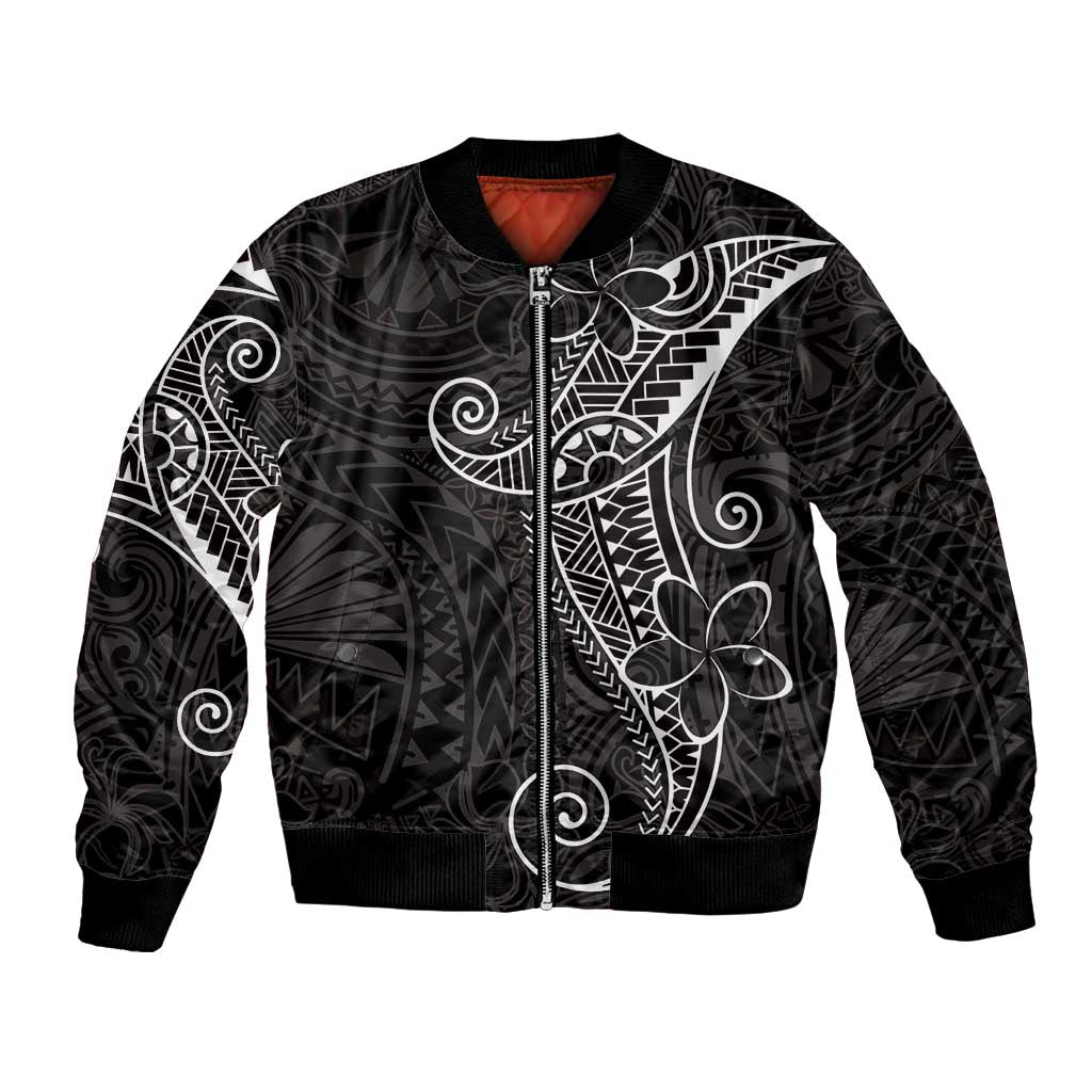 Black White Polynesian Tribal Bomber Jacket - Polynesian Pride