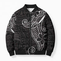 Black White Polynesian Tribal Bomber Puffer Jacket LT9 Unisex White - Polynesian Pride