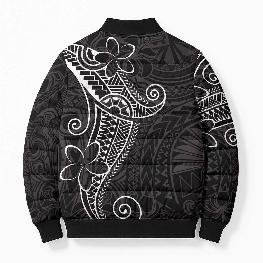 Black White Polynesian Tribal Bomber Puffer Jacket LT9 - Polynesian Pride