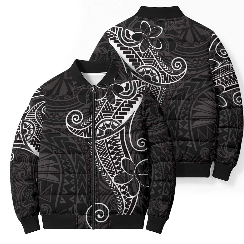 Black White Polynesian Tribal Bomber Puffer Jacket LT9 - Polynesian Pride