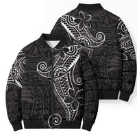 Black White Polynesian Tribal Bomber Puffer Jacket LT9 - Polynesian Pride