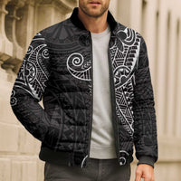 Black White Polynesian Tribal Bomber Puffer Jacket LT9 - Polynesian Pride