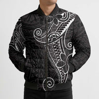 Black White Polynesian Tribal Bomber Puffer Jacket LT9 - Polynesian Pride