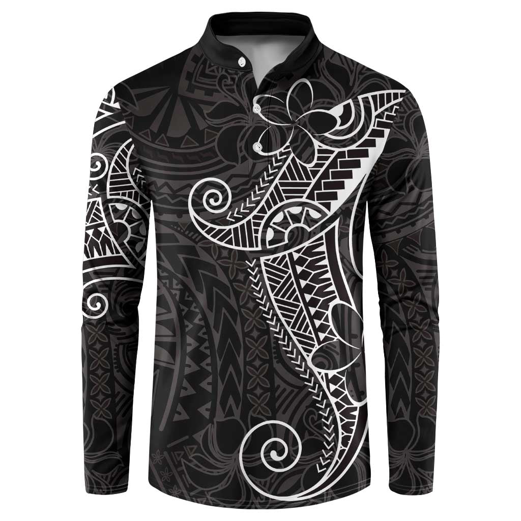 Black White Polynesian Tribal Button Sweatshirt LT9 White - Polynesian Pride