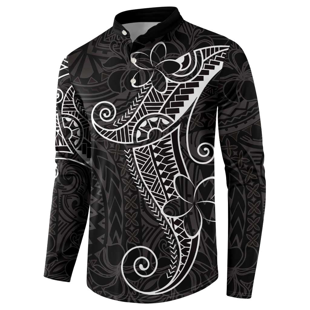 Black White Polynesian Tribal Button Sweatshirt LT9 - Polynesian Pride