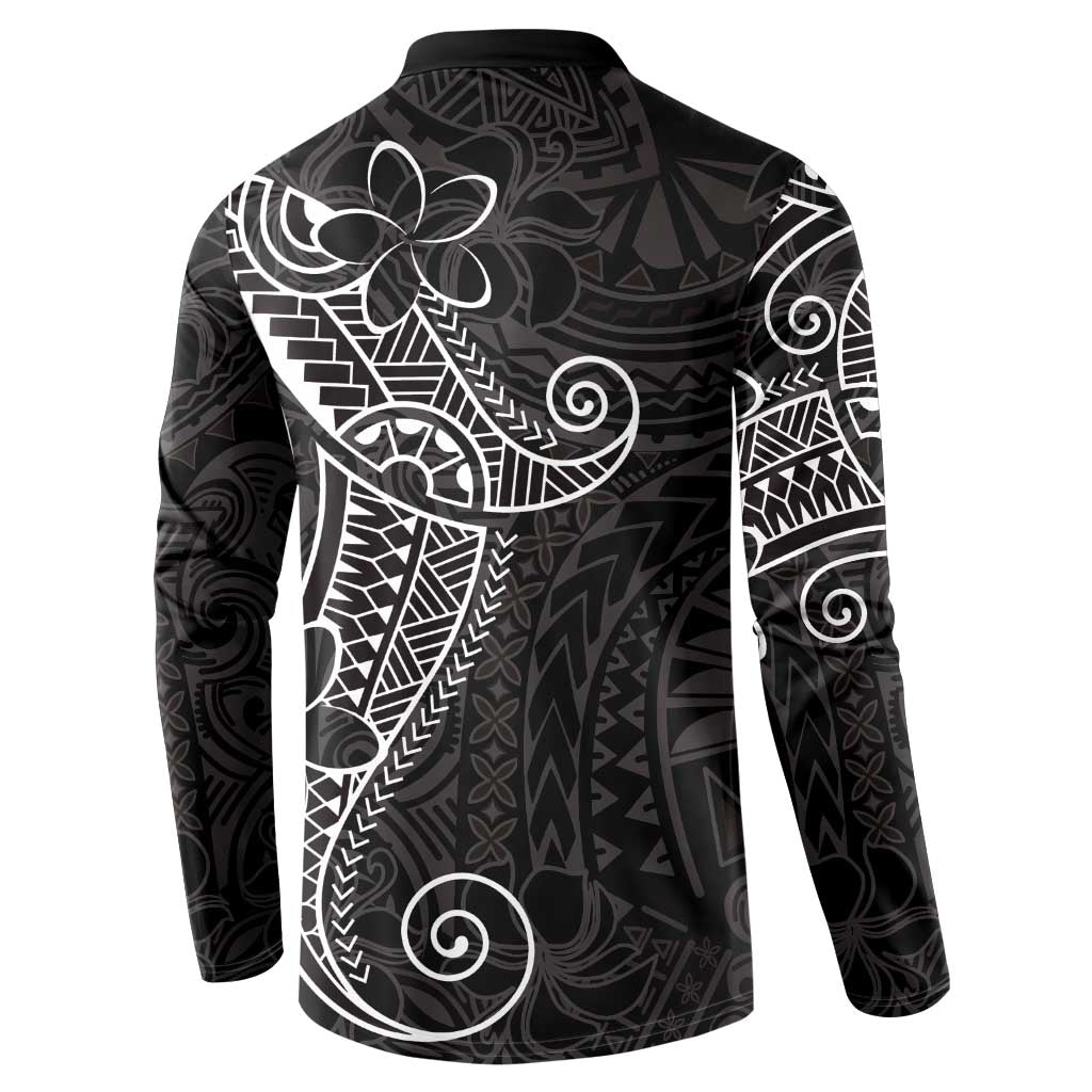 Black White Polynesian Tribal Button Sweatshirt LT9 - Polynesian Pride