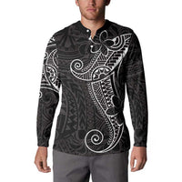 Black White Polynesian Tribal Button Sweatshirt LT9 - Polynesian Pride