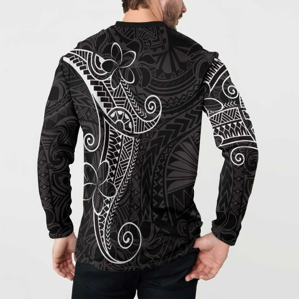 Black White Polynesian Tribal Button Sweatshirt LT9 - Polynesian Pride
