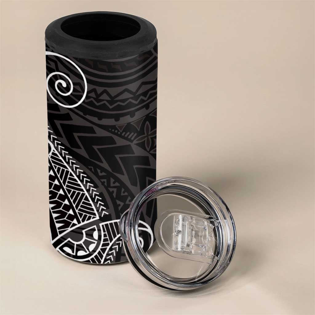 Black White Polynesian Tribal 4 in 1 Can Cooler Tumbler LT9 - Polynesian Pride