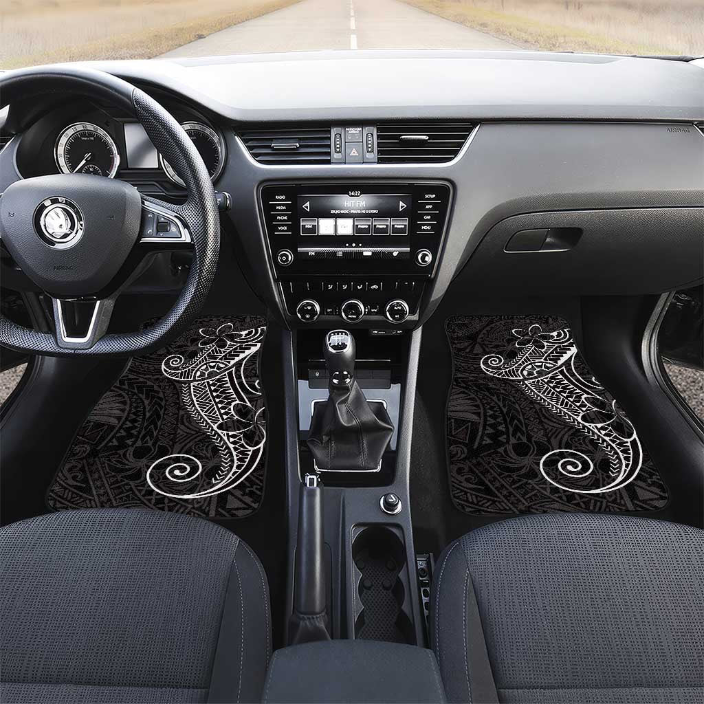 Black White Polynesian Tribal Car Mats LT9 Set 2pcs - Front White - Polynesian Pride