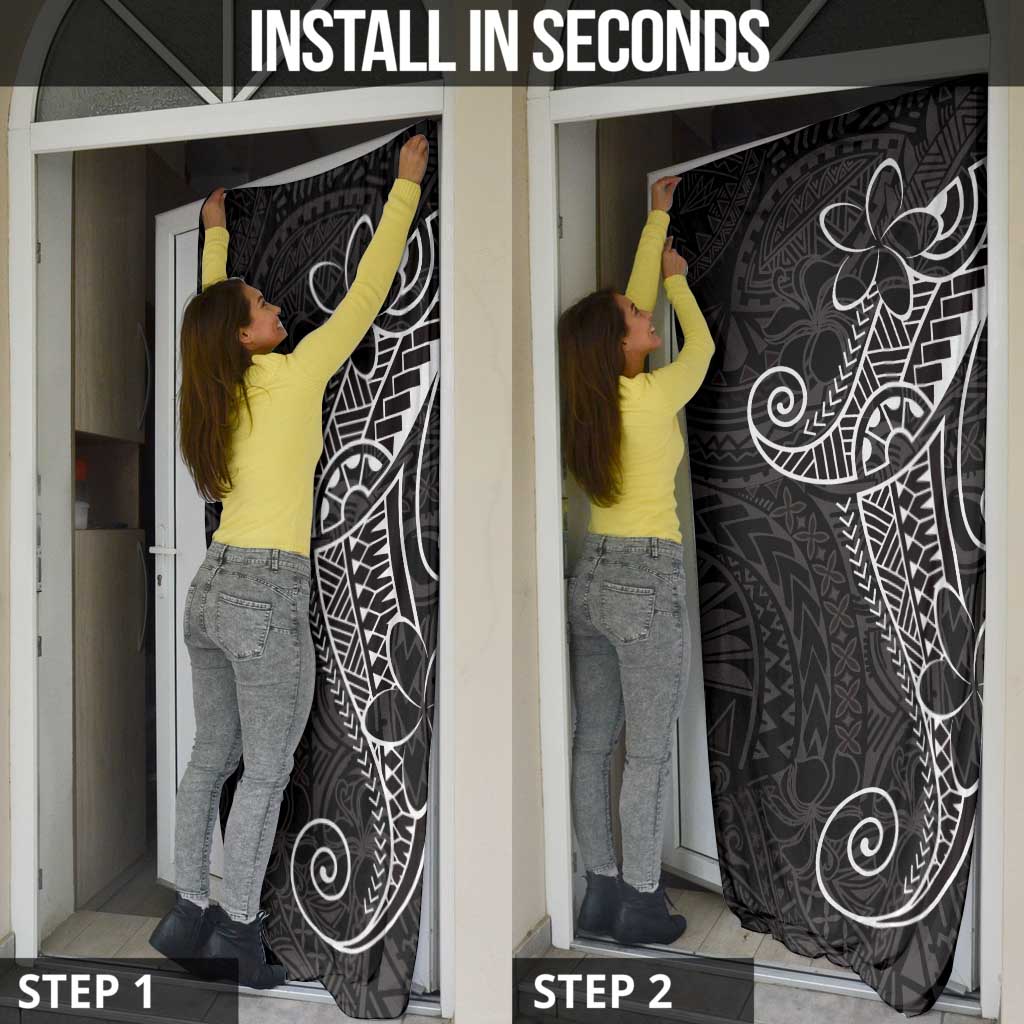 Black White Polynesian Tribal Door Cover LT9 - Polynesian Pride