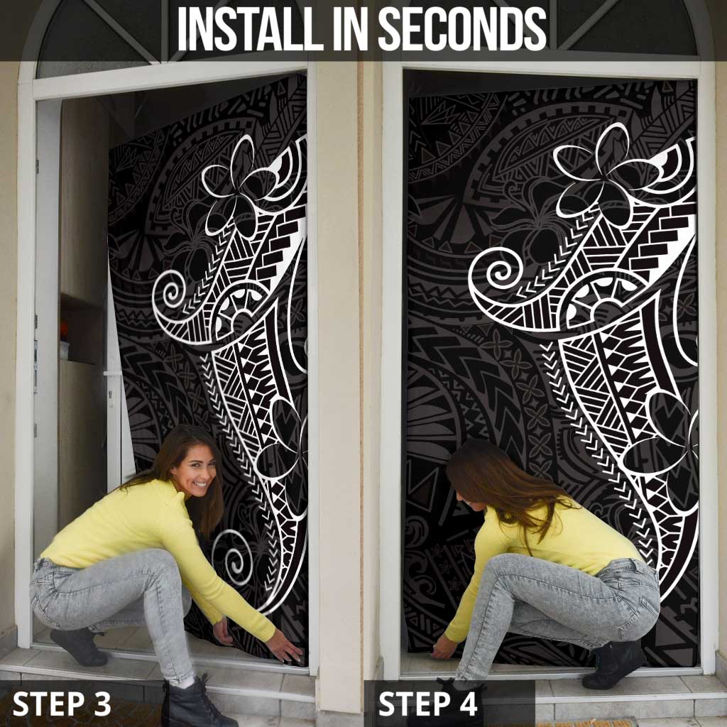 Black White Polynesian Tribal Door Cover LT9 - Polynesian Pride