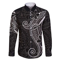 Black White Polynesian Tribal Family Matching Mermaid Dress and Hawaiian Shirt LT9 Dad's Shirt - Long Sleeve White - Polynesian Pride