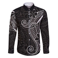 Black White Polynesian Tribal Family Matching Puletasi and Hawaiian Shirt LT9 Dad's Shirt - Long Sleeve White - Polynesian Pride