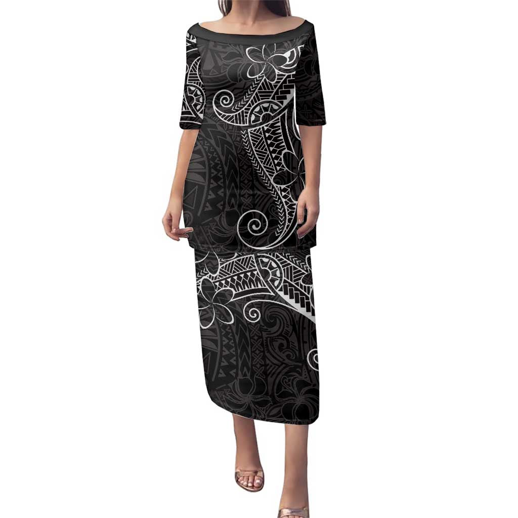 Black White Polynesian Tribal Family Matching Puletasi and Hawaiian Shirt LT9 Mom's Dress White - Polynesian Pride