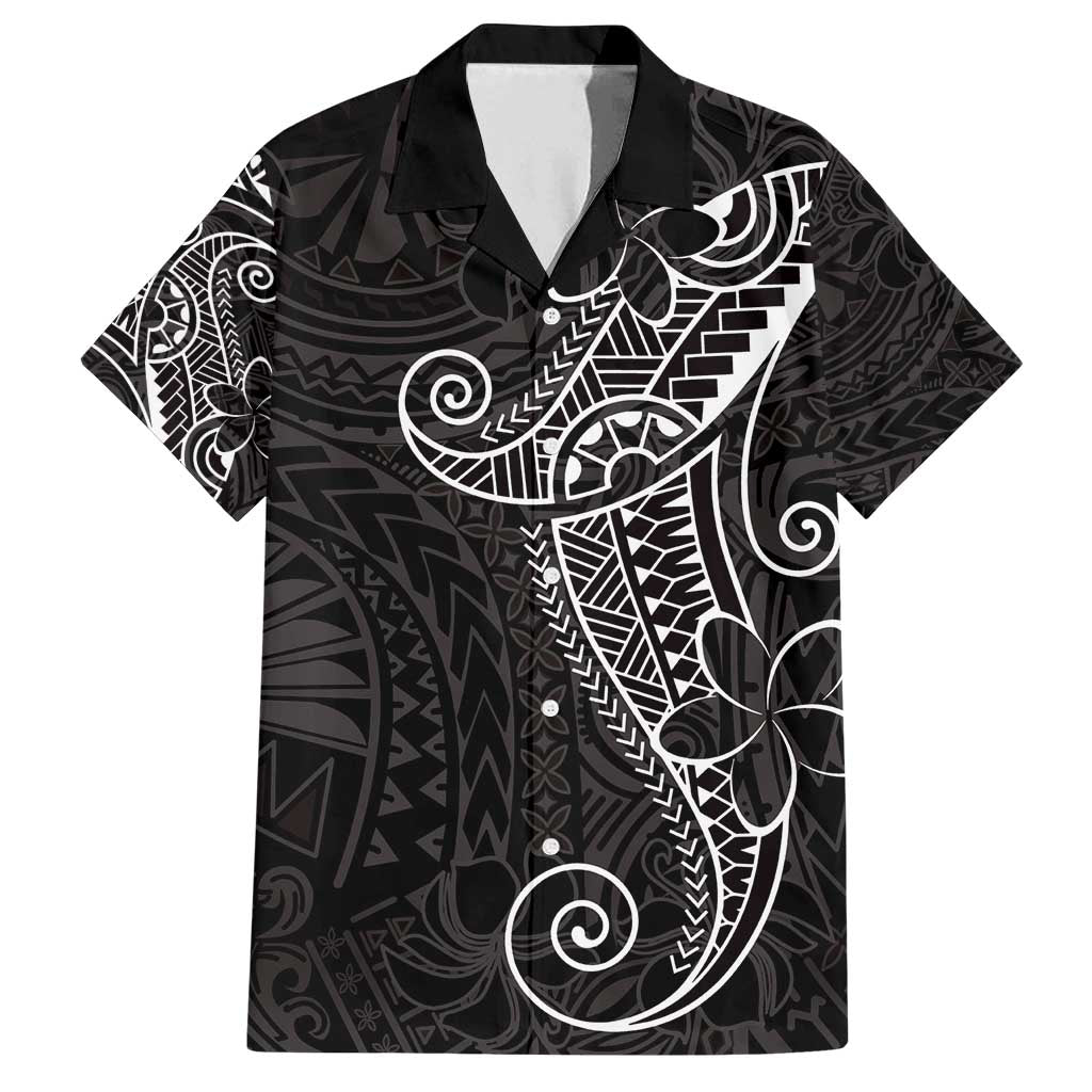 Black White Polynesian Tribal Family Matching Summer Maxi Dress and Hawaiian Shirt - Polynesian Pride