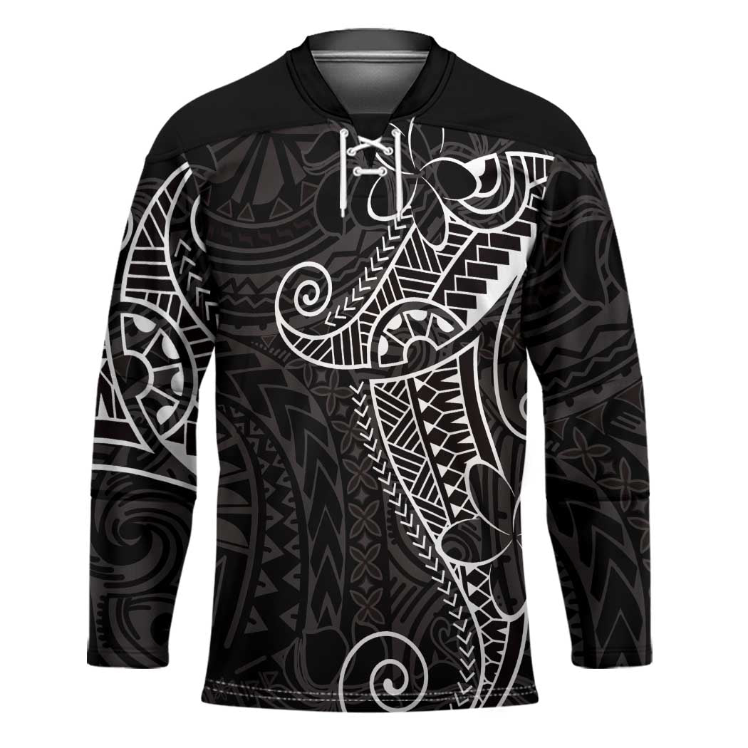 Black White Polynesian Tribal Hockey Jersey LT9 Unisex White - Polynesian Pride