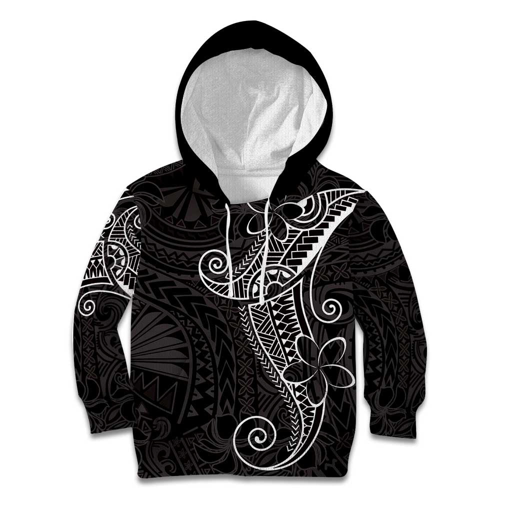 Black White Polynesian Tribal Kid Hoodie - Polynesian Pride