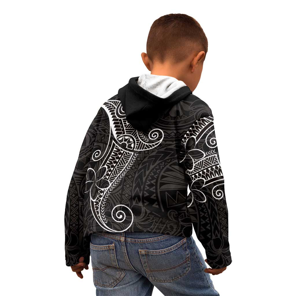Black White Polynesian Tribal Kid Hoodie - Polynesian Pride