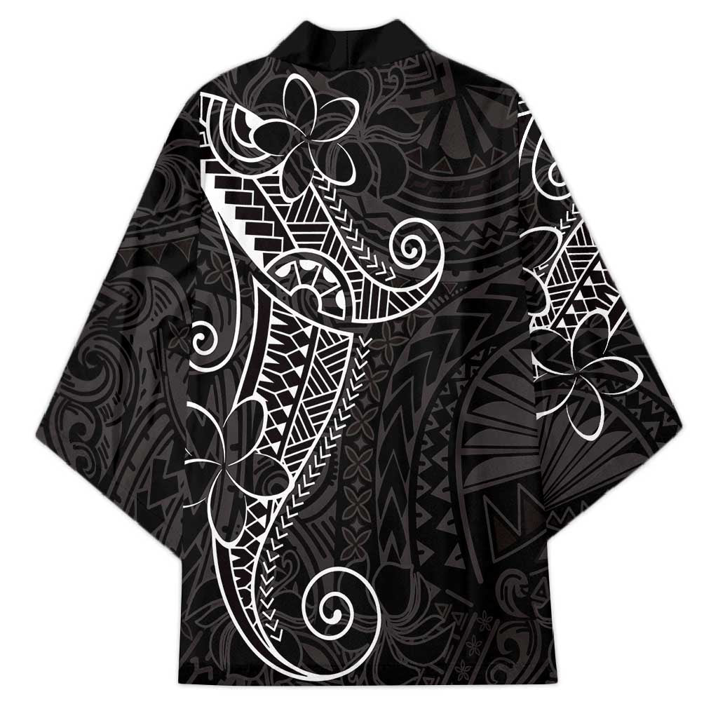 Black White Polynesian Tribal Kimono LT9 - Polynesian Pride