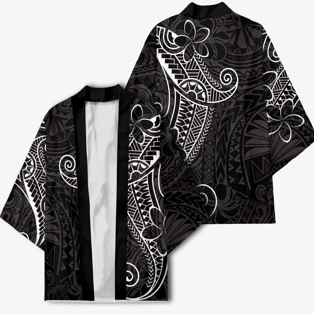 Black White Polynesian Tribal Kimono LT9 - Polynesian Pride