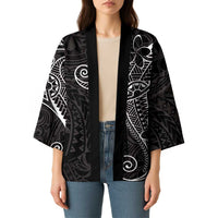 Black White Polynesian Tribal Kimono LT9 - Polynesian Pride