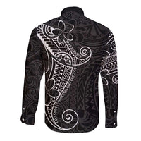 Black White Polynesian Tribal Long Sleeve Button Shirt LT9 - Polynesian Pride