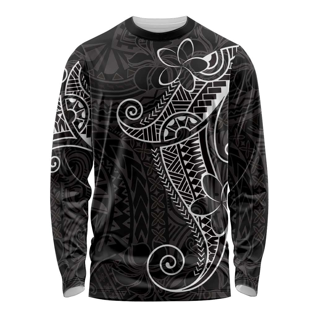 Black White Polynesian Tribal Long Sleeve Shirt LT9 Unisex White - Polynesian Pride