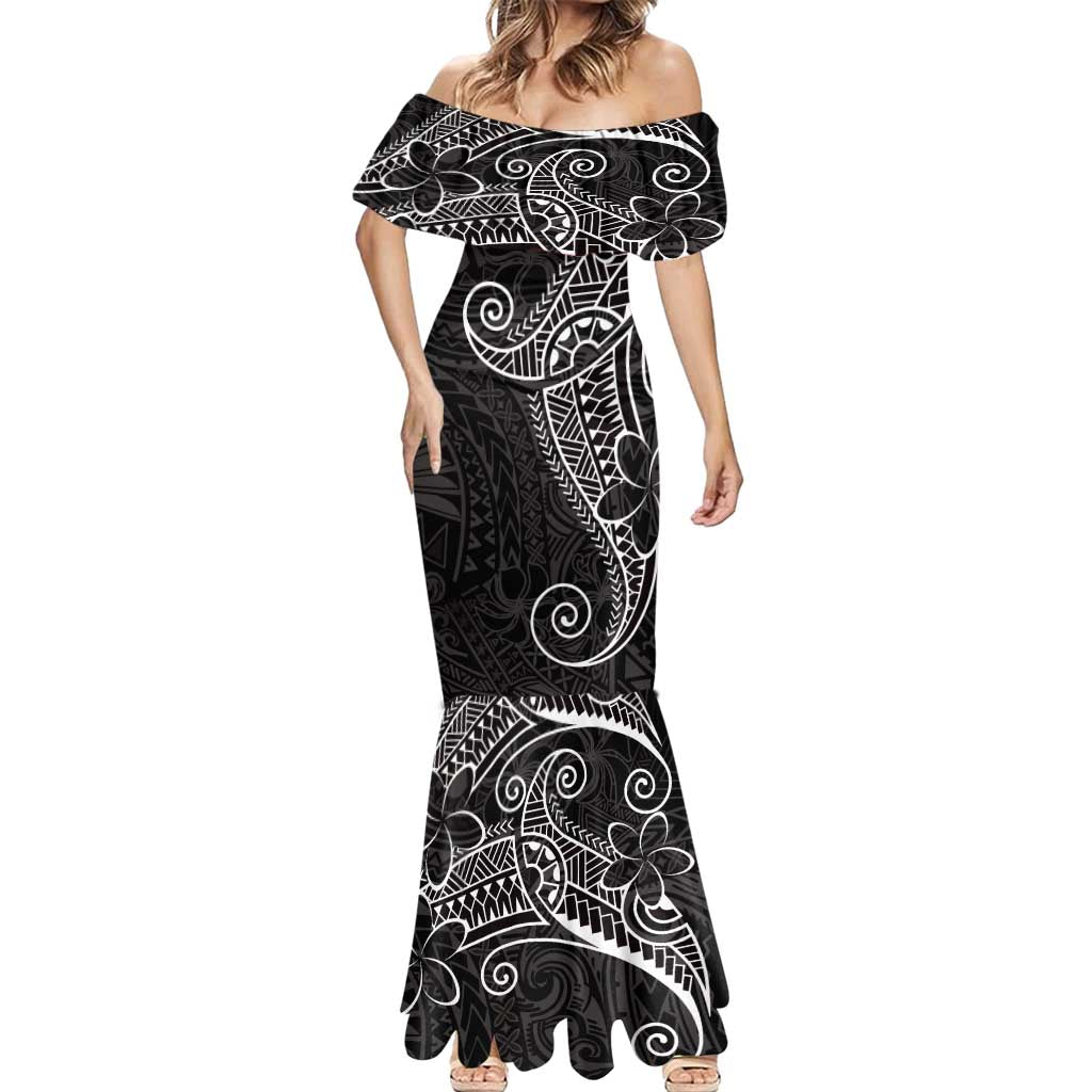 Black White Polynesian Tribal Mermaid Dress - Polynesian Pride