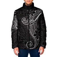 Black White Polynesian Tribal Padded Jacket LT9 Men White - Polynesian Pride