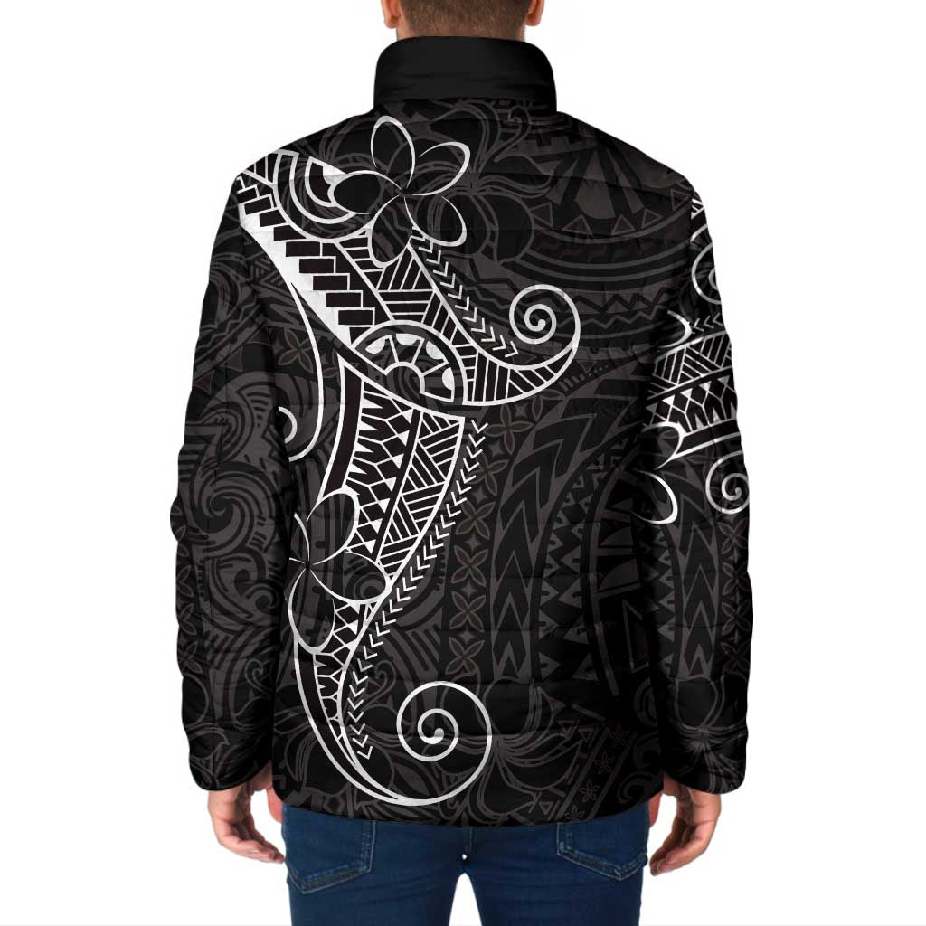 Black White Polynesian Tribal Padded Jacket LT9 - Polynesian Pride