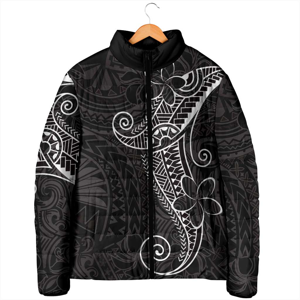 Black White Polynesian Tribal Padded Jacket LT9 - Polynesian Pride