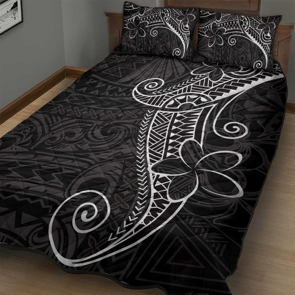 Black White Polynesian Tribal Quilt Bed Set - Polynesian Pride