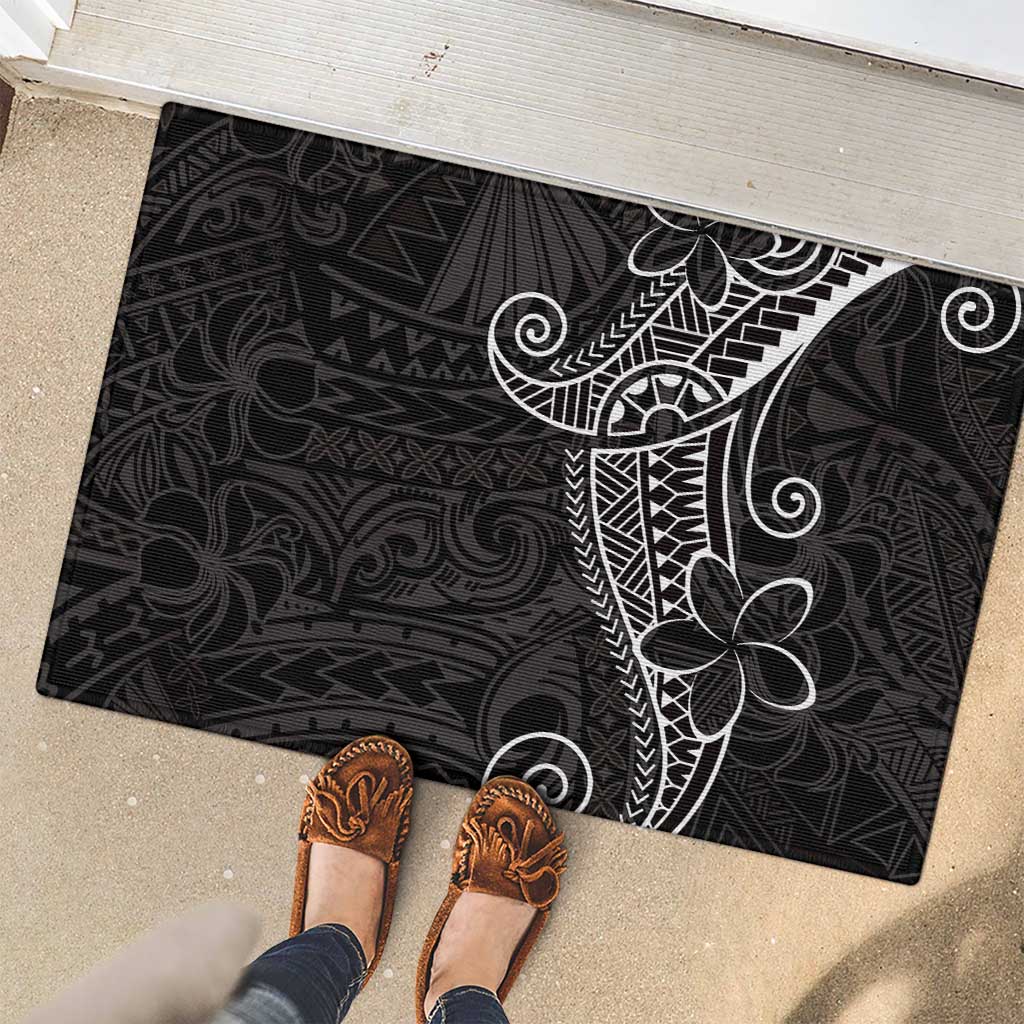 Black White Polynesian Tribal Rubber Doormat LT9 - Polynesian Pride