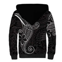 Black White Polynesian Tribal Sherpa Hoodie - Polynesian Pride