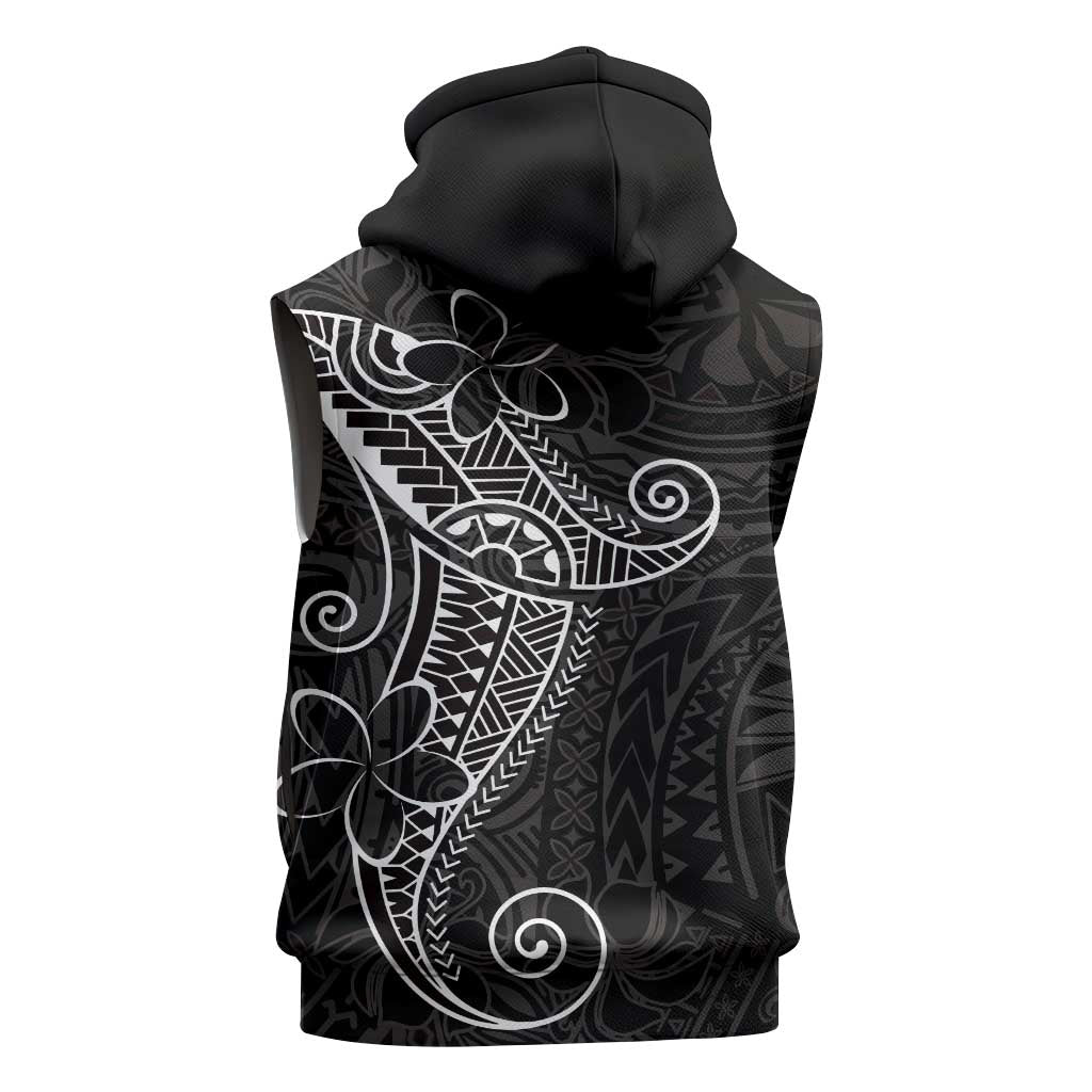 Black White Polynesian Tribal Sleeveless Hoodie - Polynesian Pride