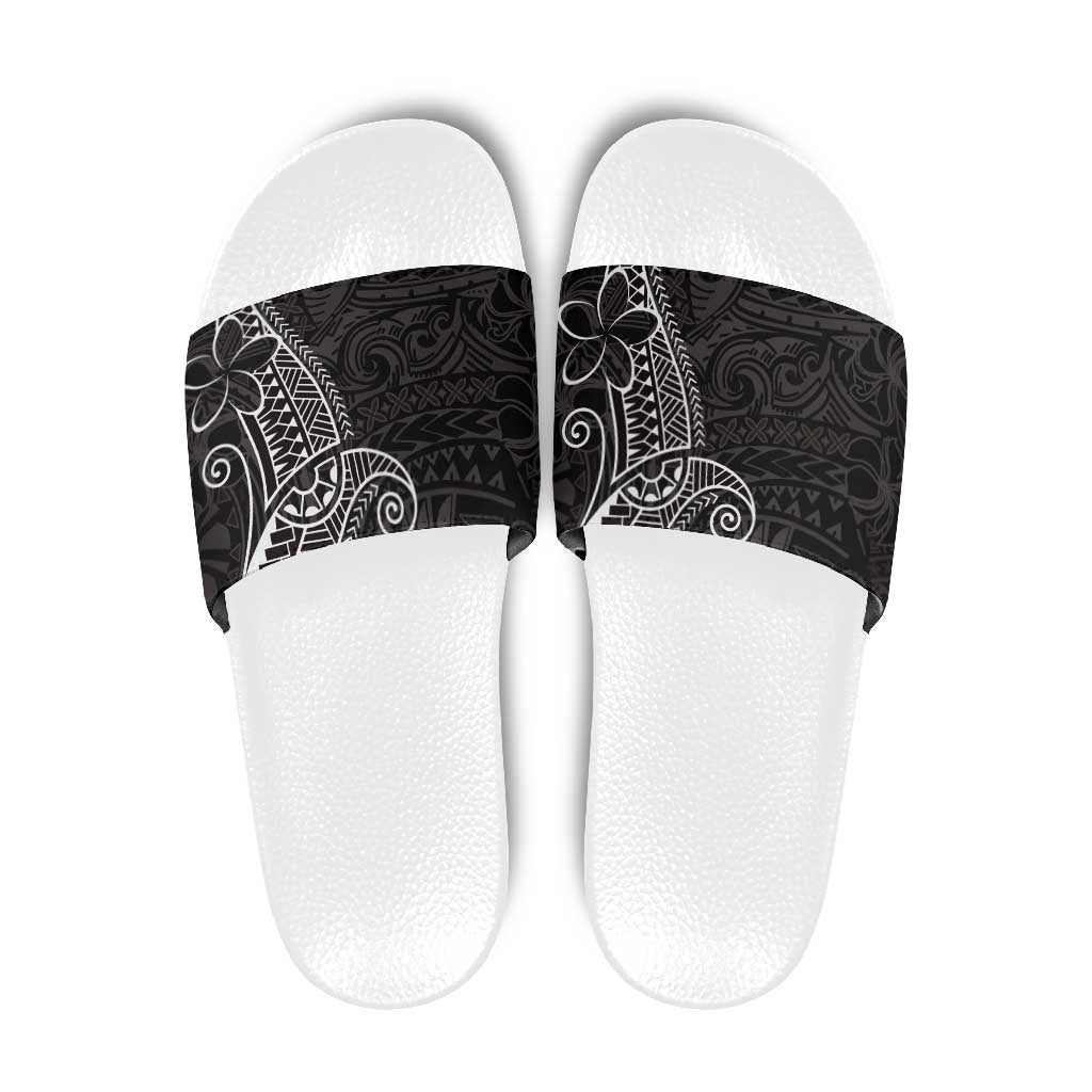 Black White Polynesian Tribal Slide Sandals - Polynesian Pride