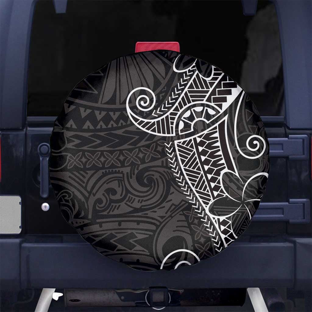 Black White Polynesian Tribal Spare Tire Cover - Polynesian Pride