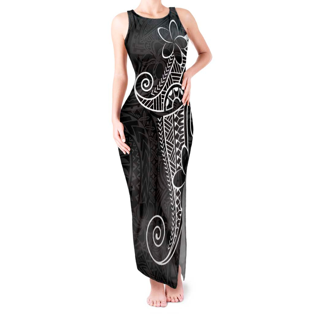 Black White Polynesian Tribal Tank Maxi Dress - Polynesian Pride