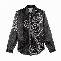 Black White Polynesian Tribal Women Casual Shirt - Polynesian Pride